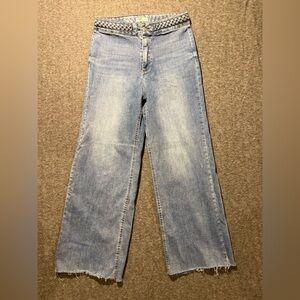 Oat New York Jeans Womens 12/31 (fit 31x29) blue Wide Leg High Rise Baggy Fray